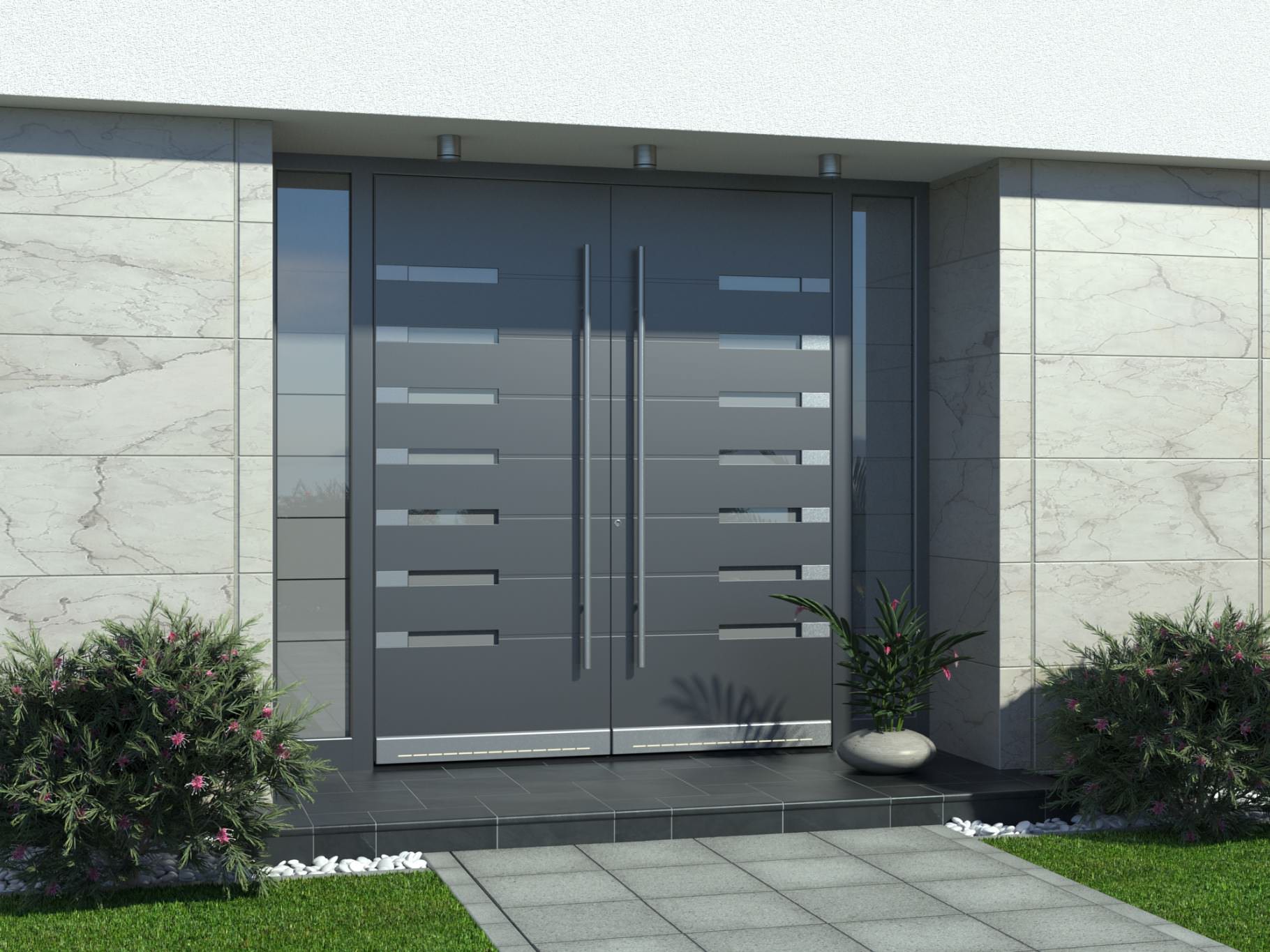 Aluminium doors are a popular choice.